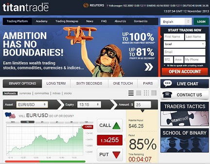 Titan Trade Home Screen